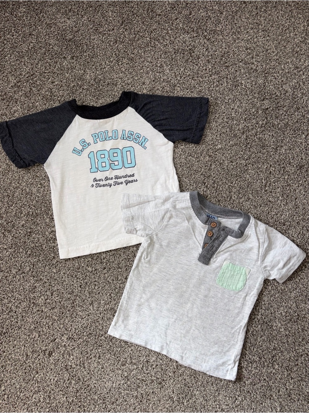 Two 12 Months Baby Shirts - U.S. Polo Assn. and Little Lad Tees